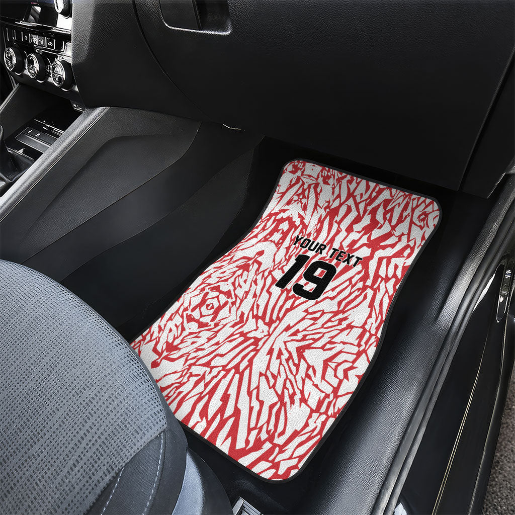 Custom German European Football Champions Car Mats Abstract Lightning Rot Weiss