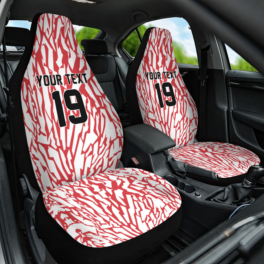 Custom German European Football Champions Car Seat Cover Abstract Lightning Rot Weiss