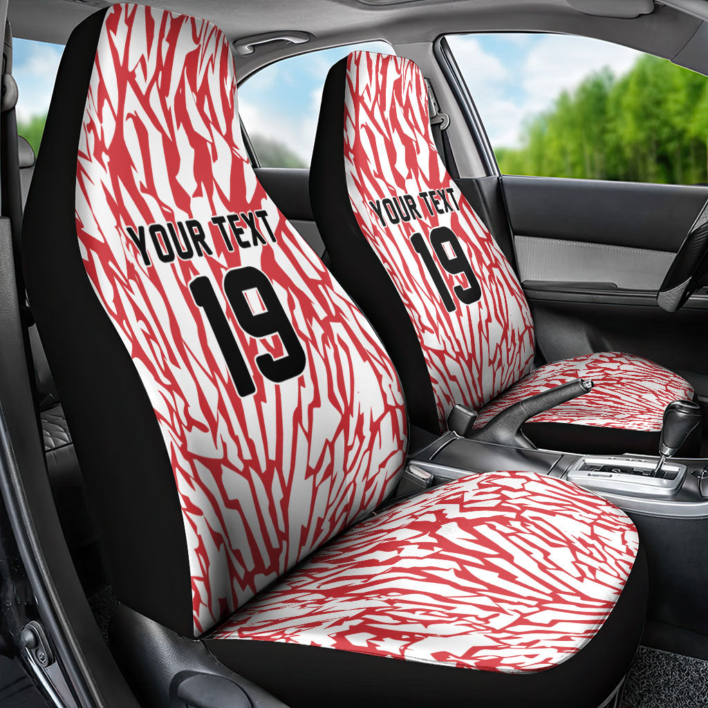 Custom German European Football Champions Car Seat Cover Abstract Lightning Rot Weiss