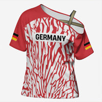 Custom German European Football Champions Cross Shoulder Shirt Abstract Lightning Rot Weiss