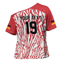 Custom German European Football Champions Cross Shoulder Shirt Abstract Lightning Rot Weiss