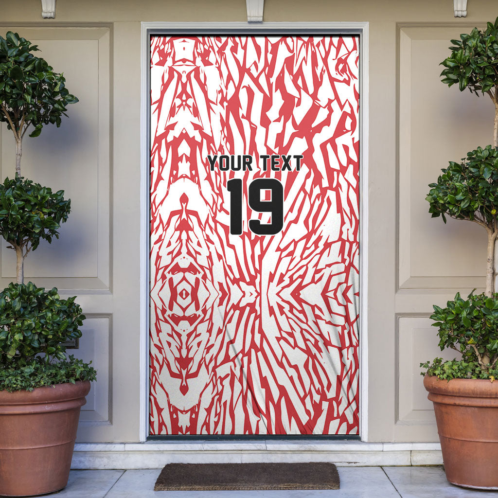 Custom German European Football Champions Door Cover Abstract Lightning Rot Weiss