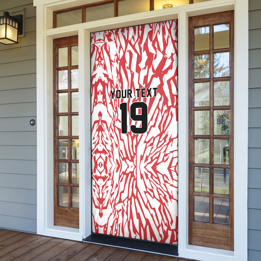 Custom German European Football Champions Door Cover Abstract Lightning Rot Weiss