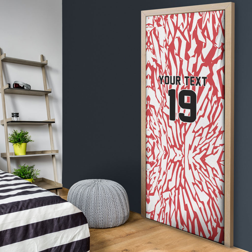 Custom German European Football Champions Door Cover Abstract Lightning Rot Weiss