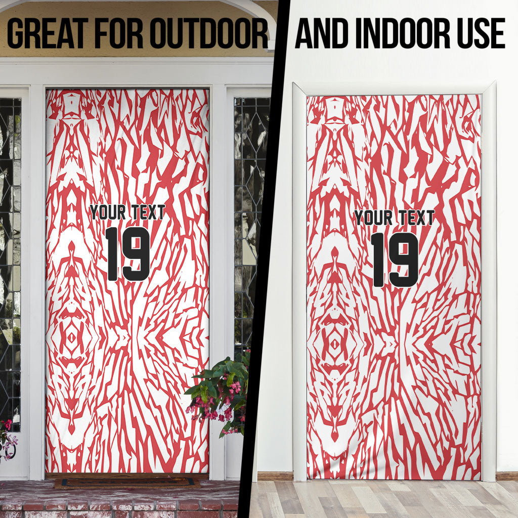 Custom German European Football Champions Door Cover Abstract Lightning Rot Weiss
