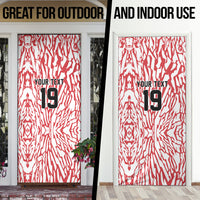 Custom German European Football Champions Door Cover Abstract Lightning Rot Weiss