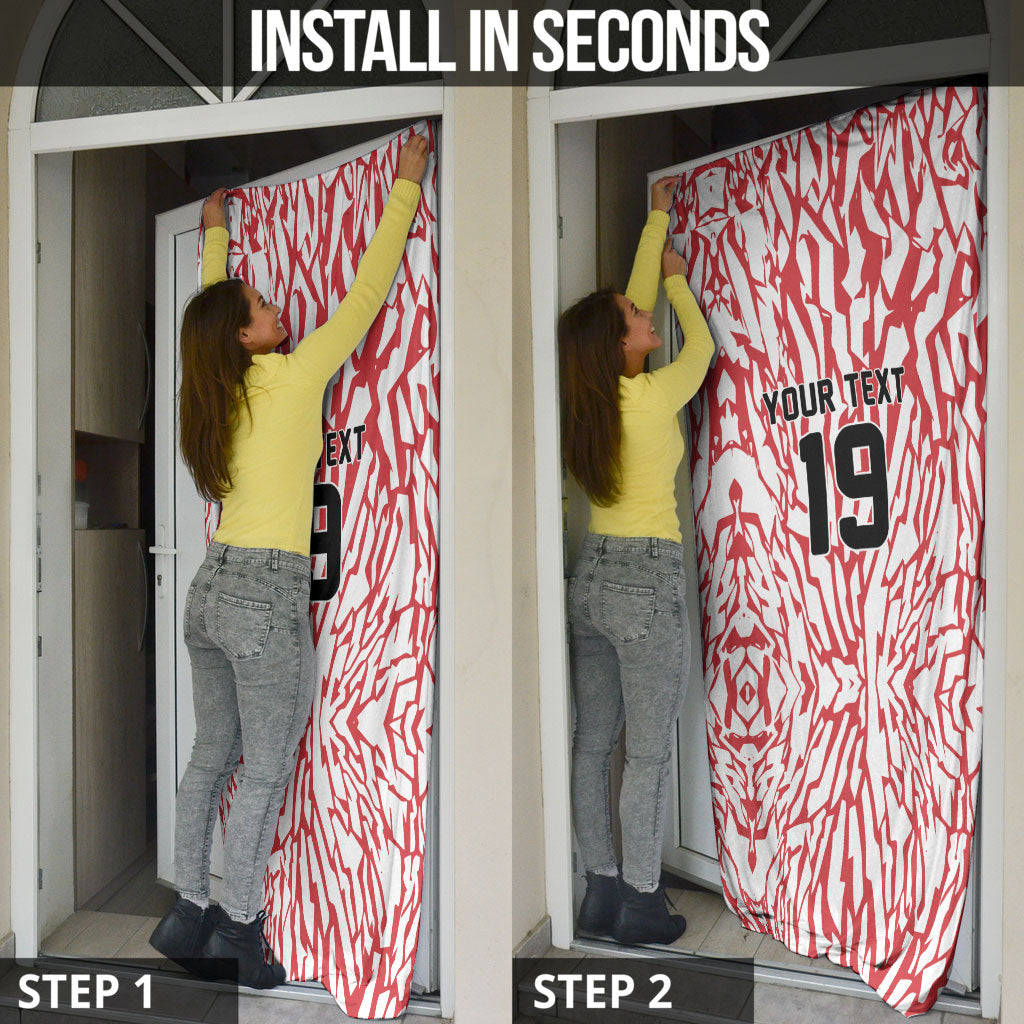 Custom German European Football Champions Door Cover Abstract Lightning Rot Weiss