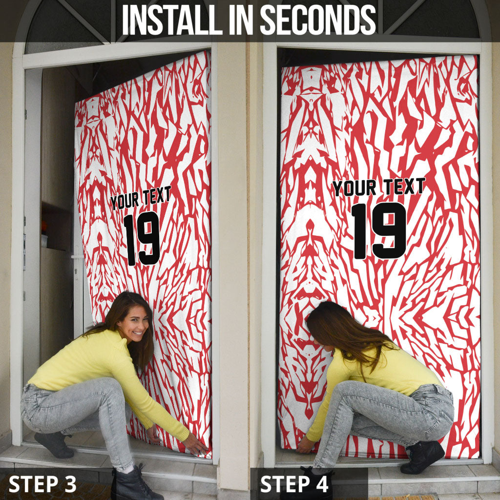 Custom German European Football Champions Door Cover Abstract Lightning Rot Weiss