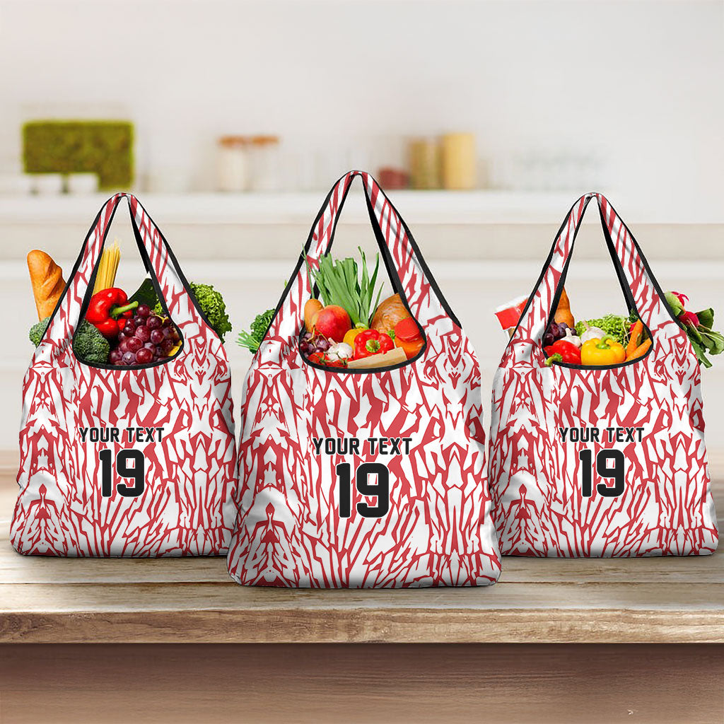 Custom German European Football Champions Grocery Bag Abstract Lightning Rot Weiss
