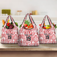 Custom German European Football Champions Grocery Bag Abstract Lightning Rot Weiss