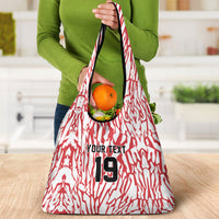 Custom German European Football Champions Grocery Bag Abstract Lightning Rot Weiss