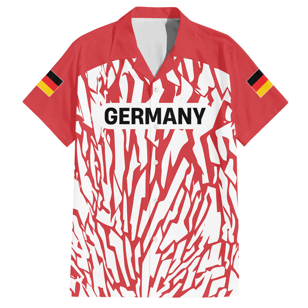 Custom German European Football Champions Hawaiian Shirt Abstract Lightning Rot Weiss