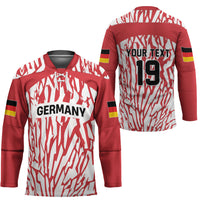 Custom German European Football Champions Hockey Jersey Abstract Lightning Rot Weiss