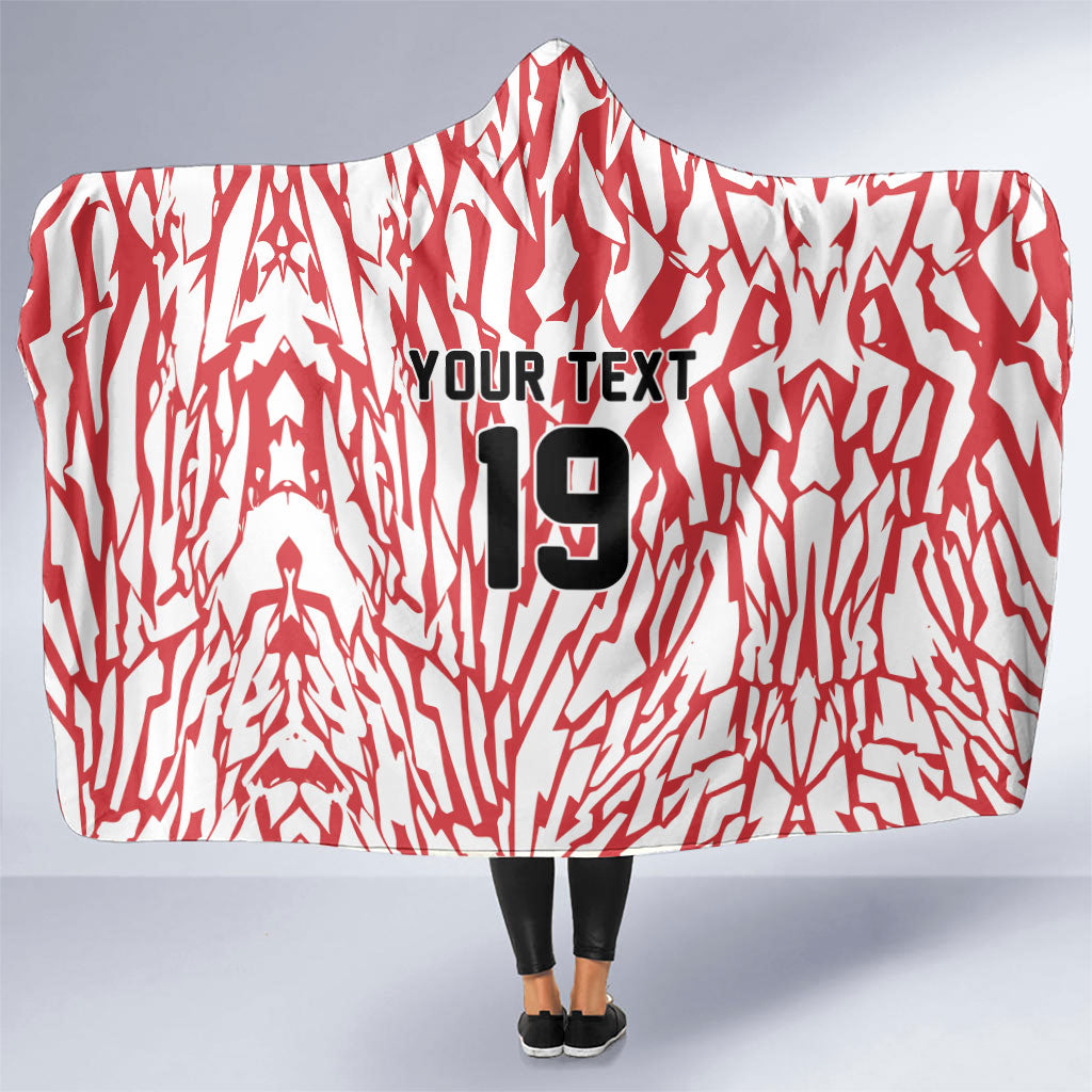 Custom German European Football Champions Hooded Blanket Abstract Lightning Rot Weiss