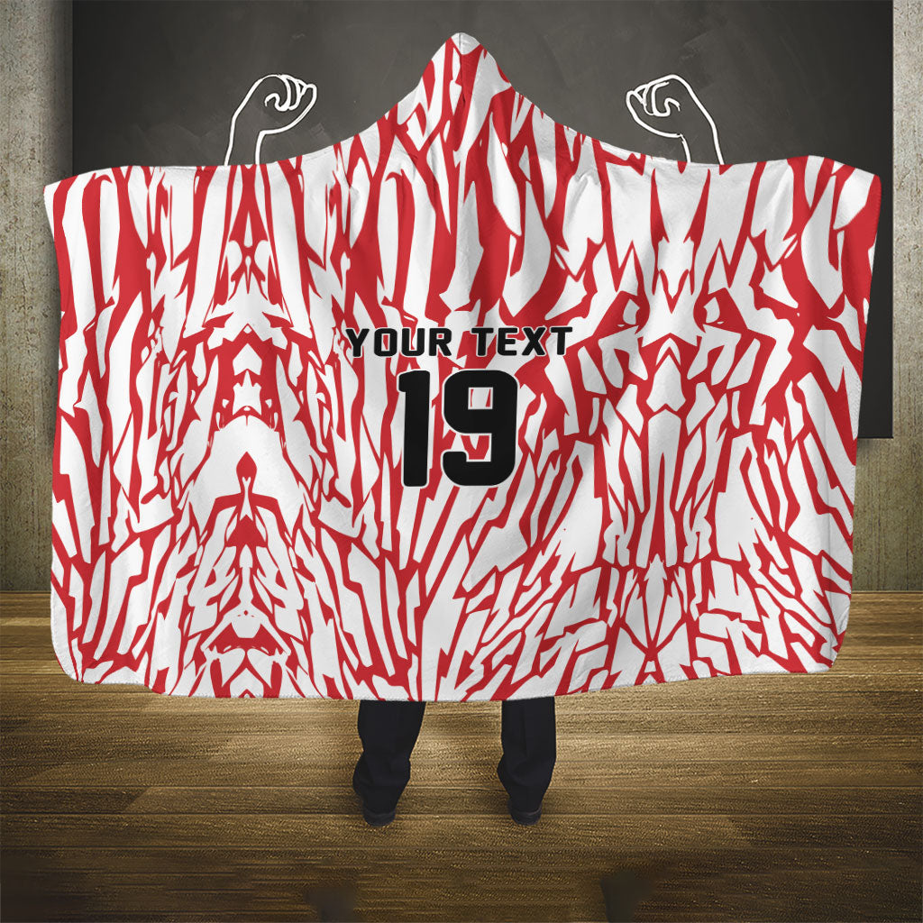 Custom German European Football Champions Hooded Blanket Abstract Lightning Rot Weiss