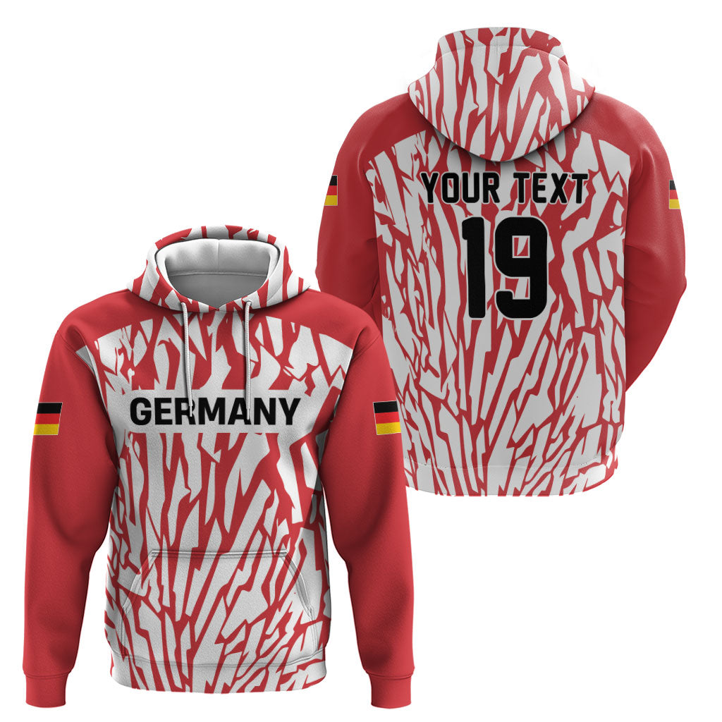Custom German European Football Champions Hoodie Abstract Lightning Rot Weiss