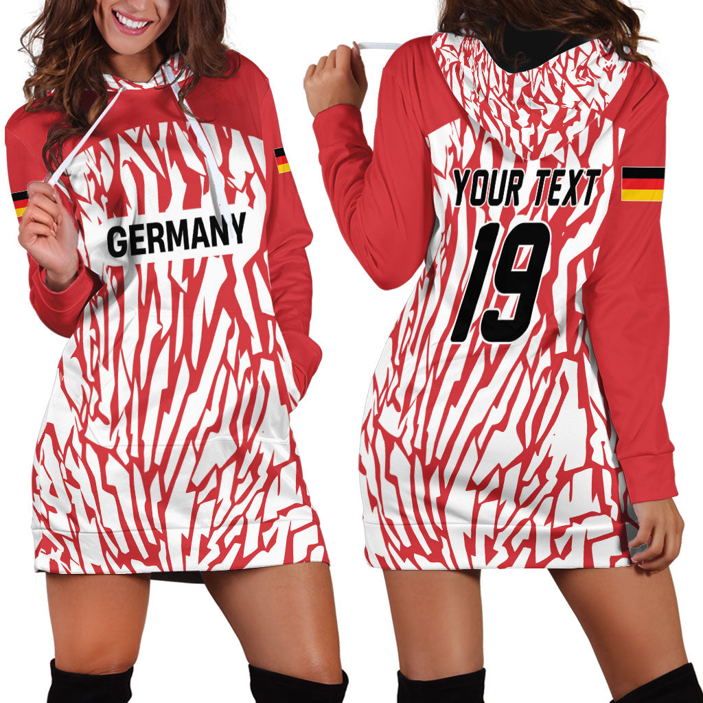 Custom German European Football Champions Hoodie Dress Abstract Lightning Rot Weiss