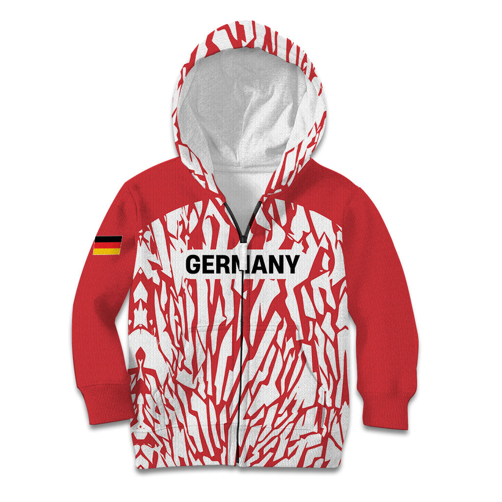 Custom German European Football Champions Kid Hoodie Abstract Lightning Rot Weiss