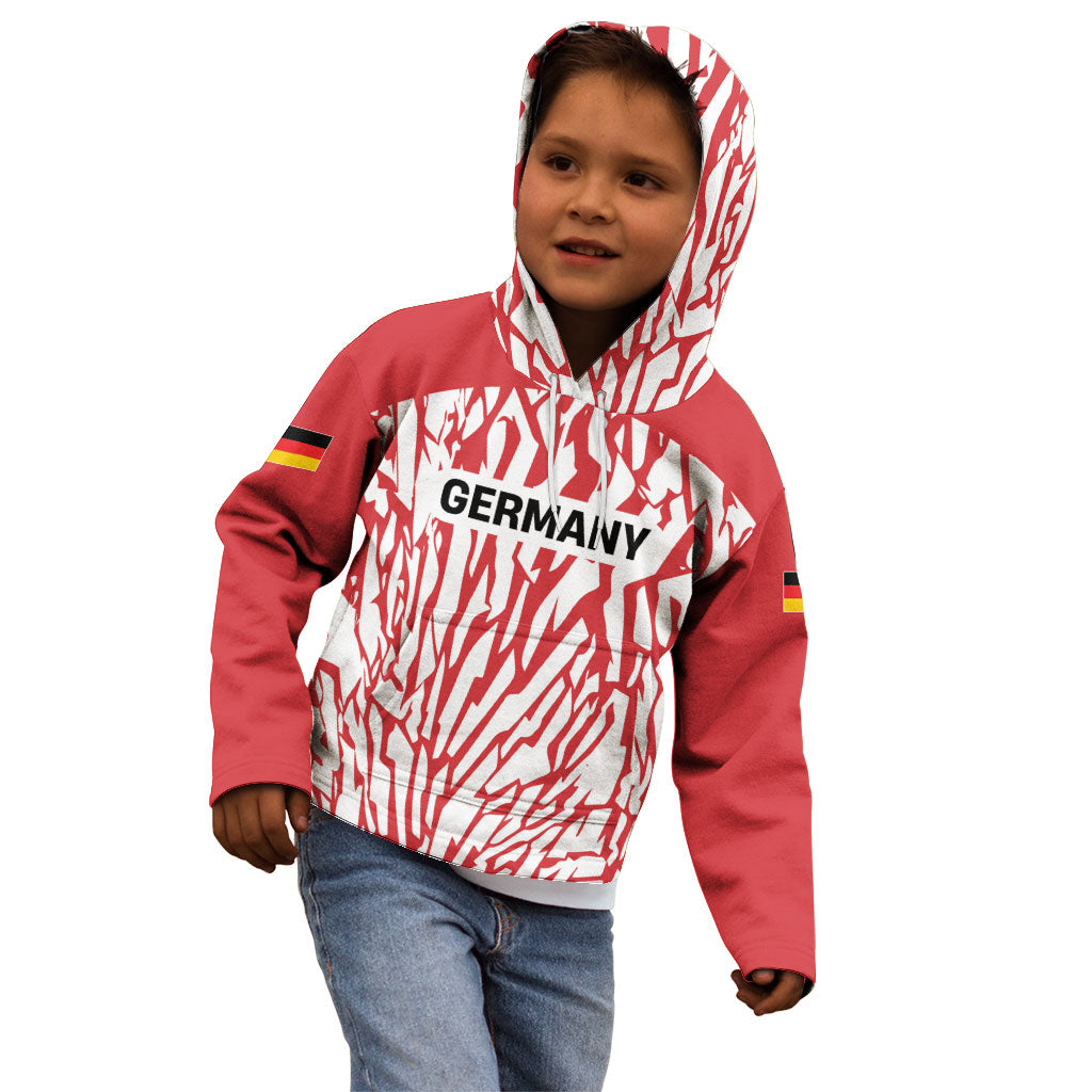 Custom German European Football Champions Kid Hoodie Abstract Lightning Rot Weiss
