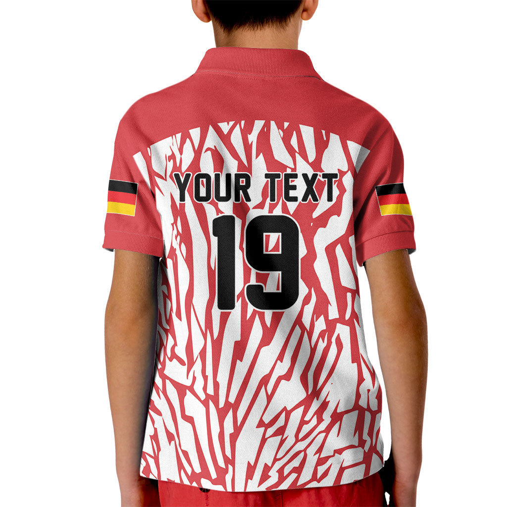 Custom German European Football Champions Kid Polo Shirt Abstract Lightning Rot Weiss