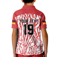 Custom German European Football Champions Kid Polo Shirt Abstract Lightning Rot Weiss