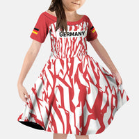 Custom German European Football Champions Kid Short Sleeve Dress Abstract Lightning Rot Weiss