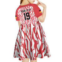 Custom German European Football Champions Kid Short Sleeve Dress Abstract Lightning Rot Weiss