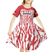 Custom German European Football Champions Kid Short Sleeve Dress Abstract Lightning Rot Weiss