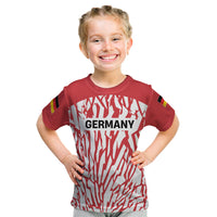Custom German European Football Champions Kid T Shirt Abstract Lightning Rot Weiss