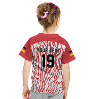 Custom German European Football Champions Kid T Shirt Abstract Lightning Rot Weiss