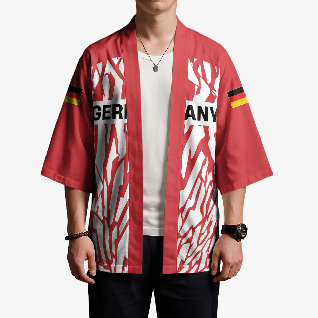 Custom German European Football Champions Kimono Abstract Lightning Rot Weiss