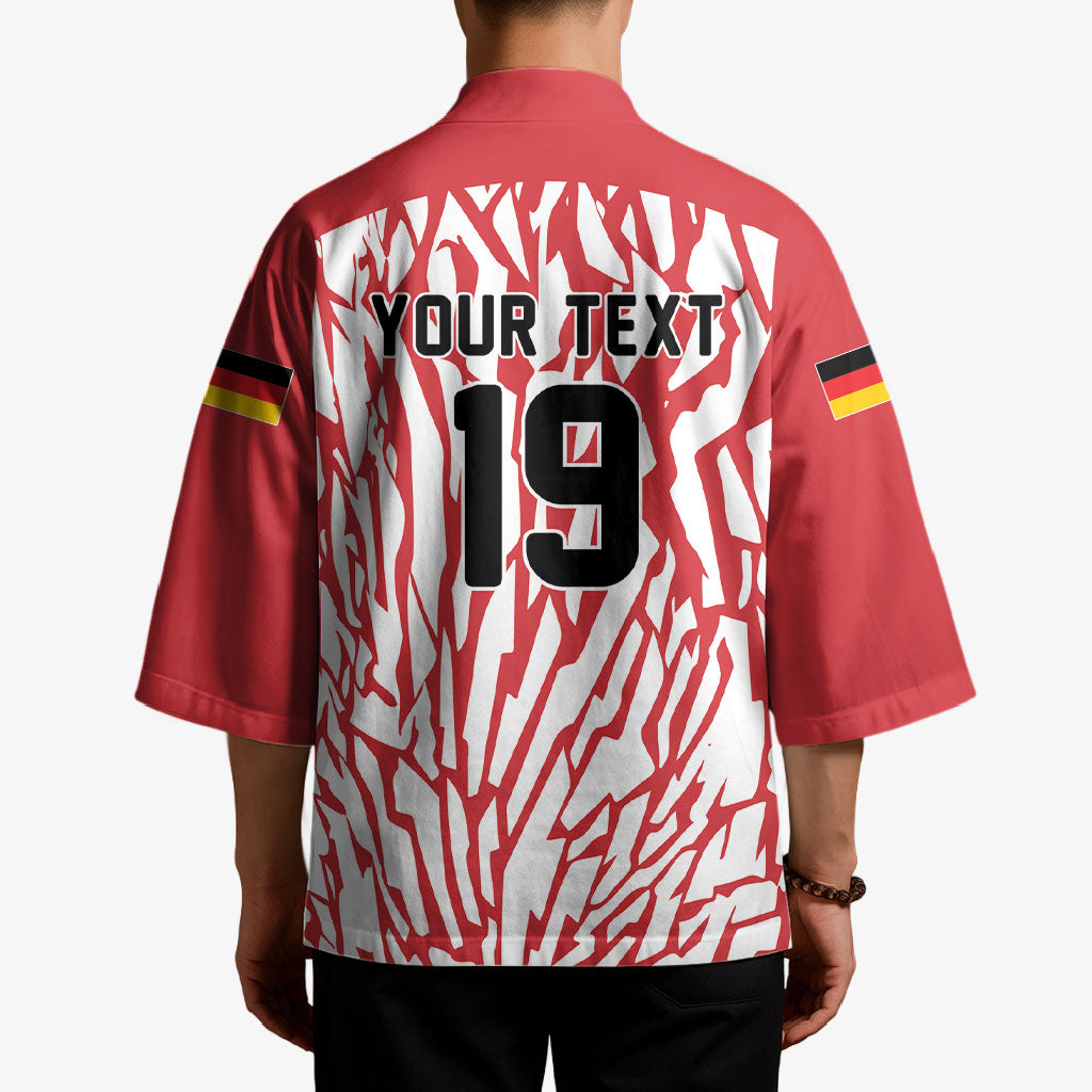 Custom German European Football Champions Kimono Abstract Lightning Rot Weiss