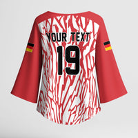 Custom German European Football Champions Kimono Sleeve Blouse Abstract Lightning Rot Weiss
