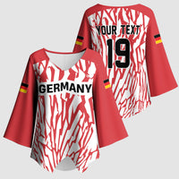 Custom German European Football Champions Kimono Sleeve Blouse Abstract Lightning Rot Weiss