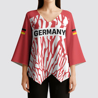 Custom German European Football Champions Kimono Sleeve Blouse Abstract Lightning Rot Weiss