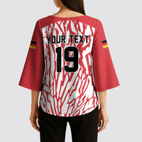 Custom German European Football Champions Kimono Sleeve Blouse Abstract Lightning Rot Weiss