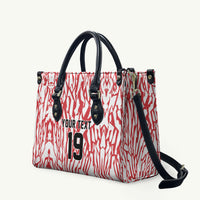 Custom German European Football Champions Leather Bag Abstract Lightning Rot Weiss