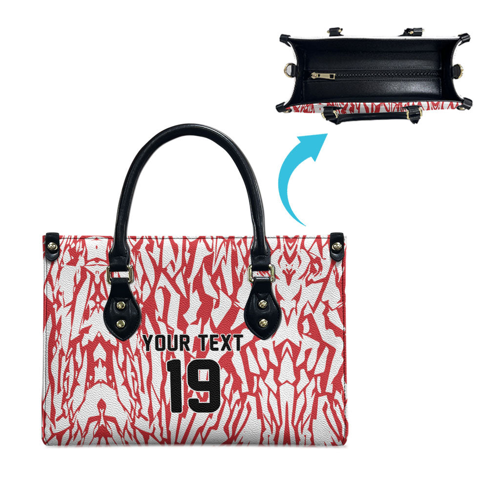 Custom German European Football Champions Leather Bag Abstract Lightning Rot Weiss