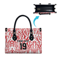 Custom German European Football Champions Leather Bag Abstract Lightning Rot Weiss