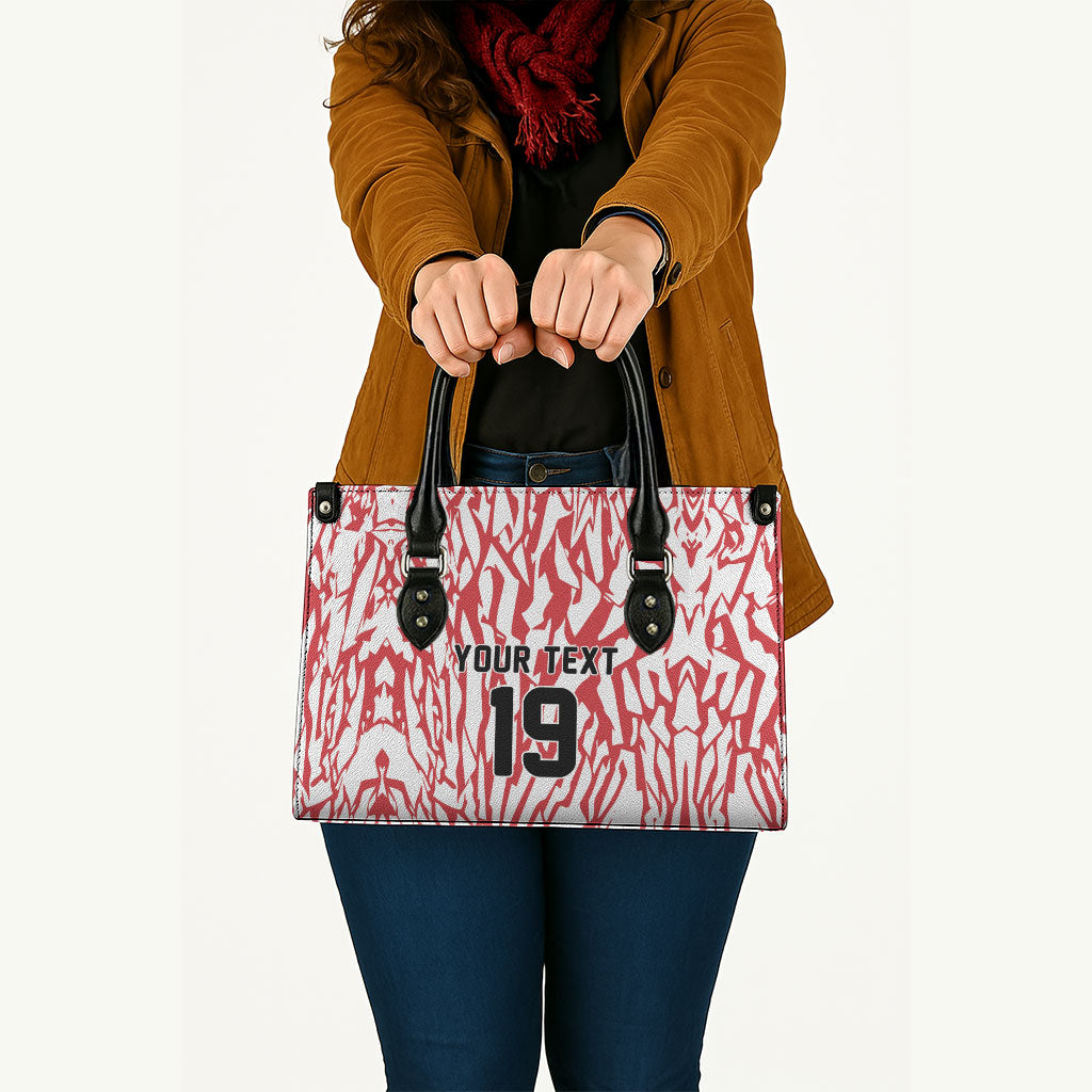 Custom German European Football Champions Leather Bag Abstract Lightning Rot Weiss