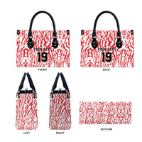 Custom German European Football Champions Leather Bag Abstract Lightning Rot Weiss