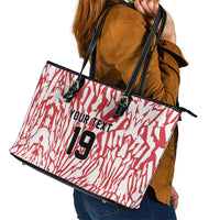 Custom German European Football Champions Leather Tote Bag Abstract Lightning Rot Weiss