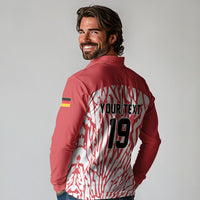 Custom German European Football Champions Long Sleeve Polo Shirt Abstract Lightning Rot Weiss