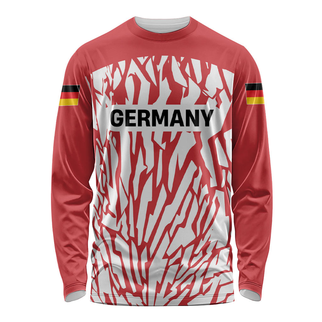 Custom German European Football Champions Long Sleeve Shirt Abstract Lightning Rot Weiss