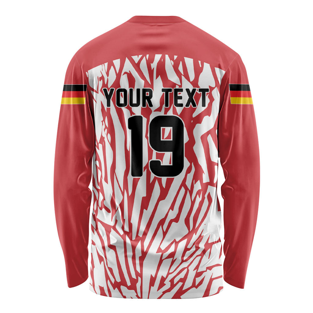 Custom German European Football Champions Long Sleeve Shirt Abstract Lightning Rot Weiss