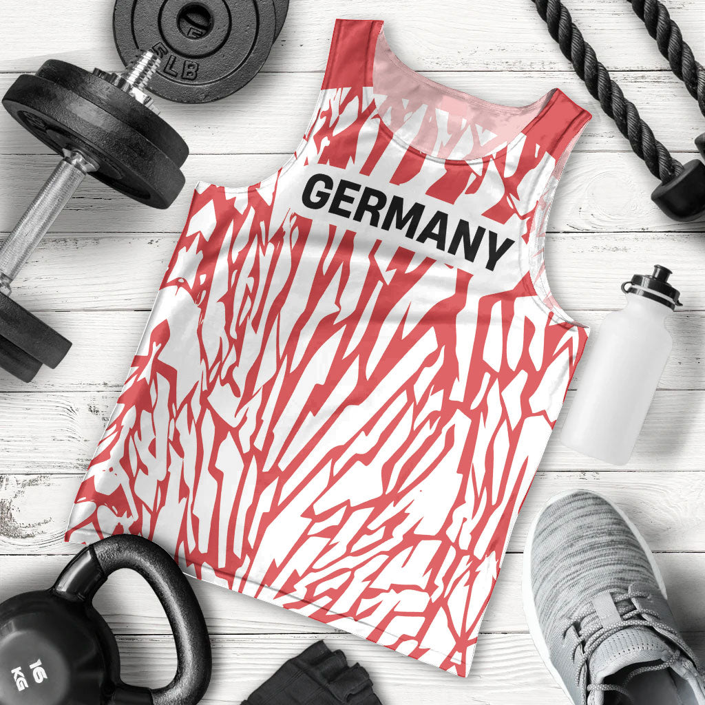 Custom German European Football Champions Men Tank Top Abstract Lightning Rot Weiss
