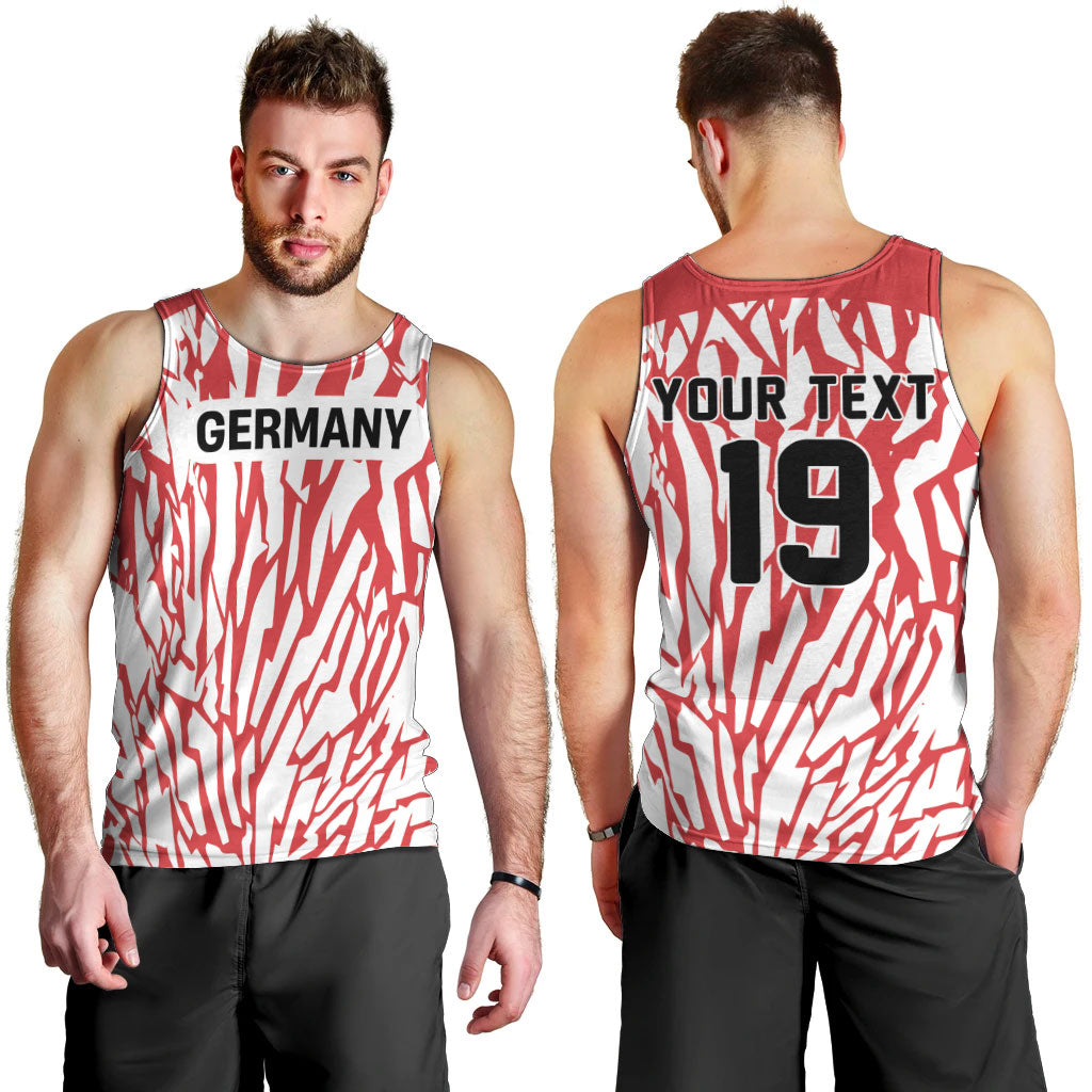 Custom German European Football Champions Men Tank Top Abstract Lightning Rot Weiss