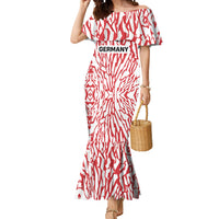 Custom German European Football Champions Mermaid Dress Abstract Lightning Rot Weiss