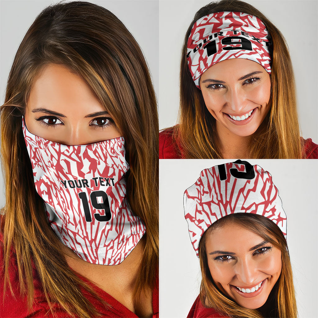 Custom German European Football Champions Neck Gaiter Abstract Lightning Rot Weiss