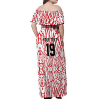 Custom German European Football Champions Off Shoulder Maxi Dress Abstract Lightning Rot Weiss
